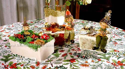 Wooden boxed handpainted and decorated with wood fuits, elves and moss