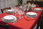 Christmas table with red colors