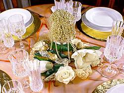 detail of christmas decors to set a gorgeous table