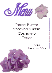 Modello per menu, tema floreale, sfondo bianco