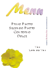 Modello per menu, tema floreale, sfondo bianco