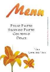 Modello per menu, tema floreale, sfondo bianco