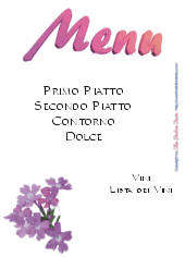 Modello per menu, tema floreale, sfondo bianco