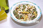 Rotini pasta salad with octopus