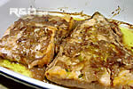 Salmon flavored with red wine