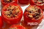 Tomatoes filled with assorted vegetables