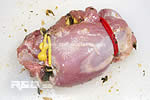 Filled and rolled turkey thigh