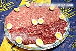 assoterd salami, hard-boiled eggs, vegetables in oil