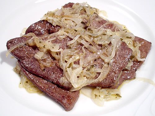 Venetian style calf's liver with onions
