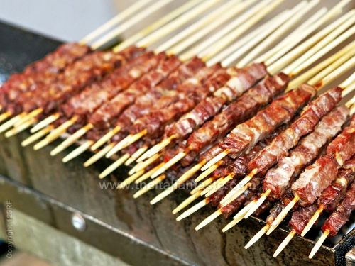 Arrosticini or bbq lamb skewers