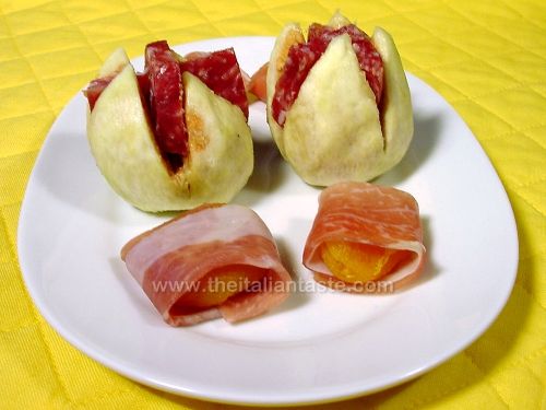 Assorted salami to be served with fresh and dried fruits