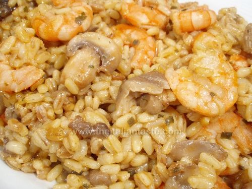 Risotto With Assorted Mushrooms And Prawns