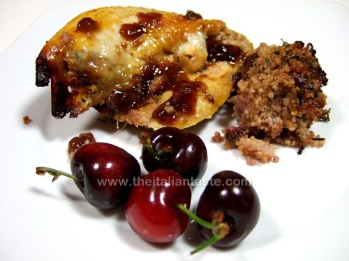 Baked, filled with couscous and cherries