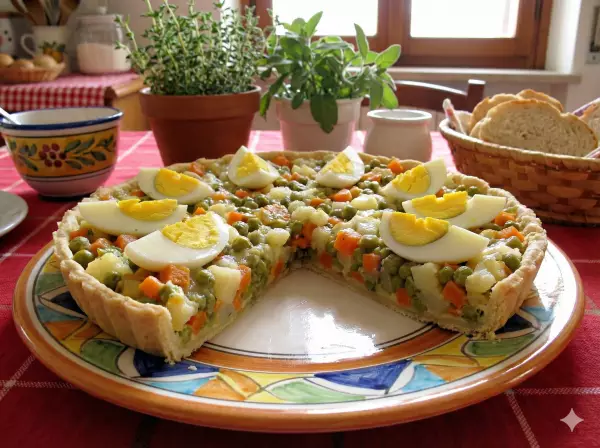 Crostata con macedonia di verdure