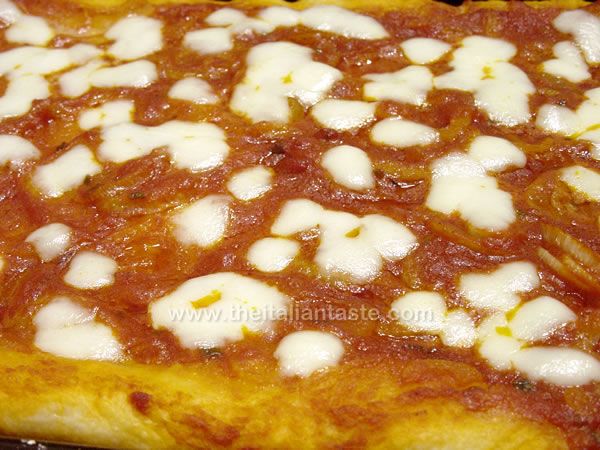 Onion and tomato pizza