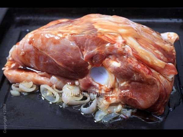 Baked leg of little pork