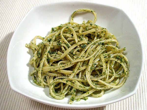 Italian pasta with pesto sauce