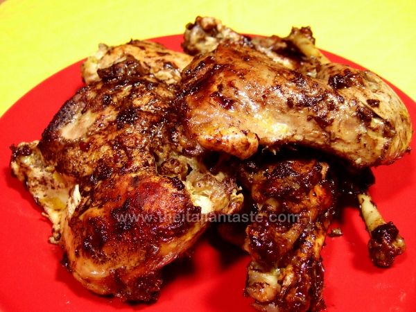 Orange and chocolate guinea fowl