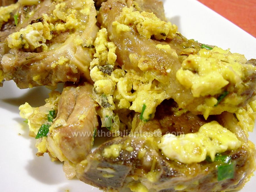 Lamb stew with Parmesan cheese and eggs