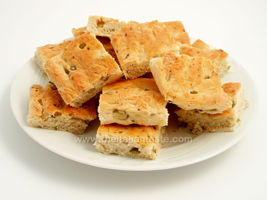 Italian focaccia with fava beans
